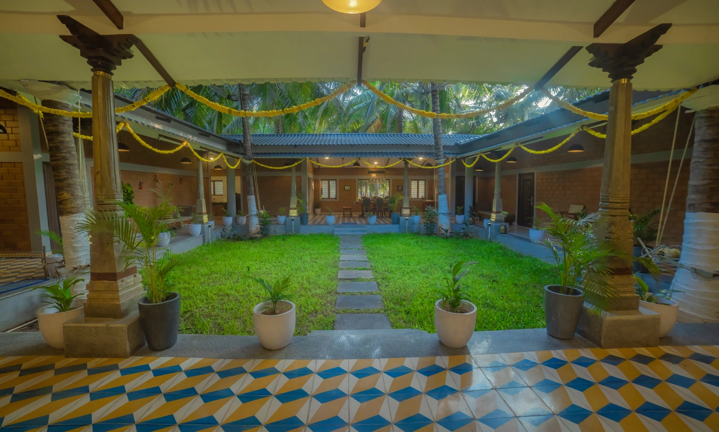 courtyard view from hall of Ra villa farm